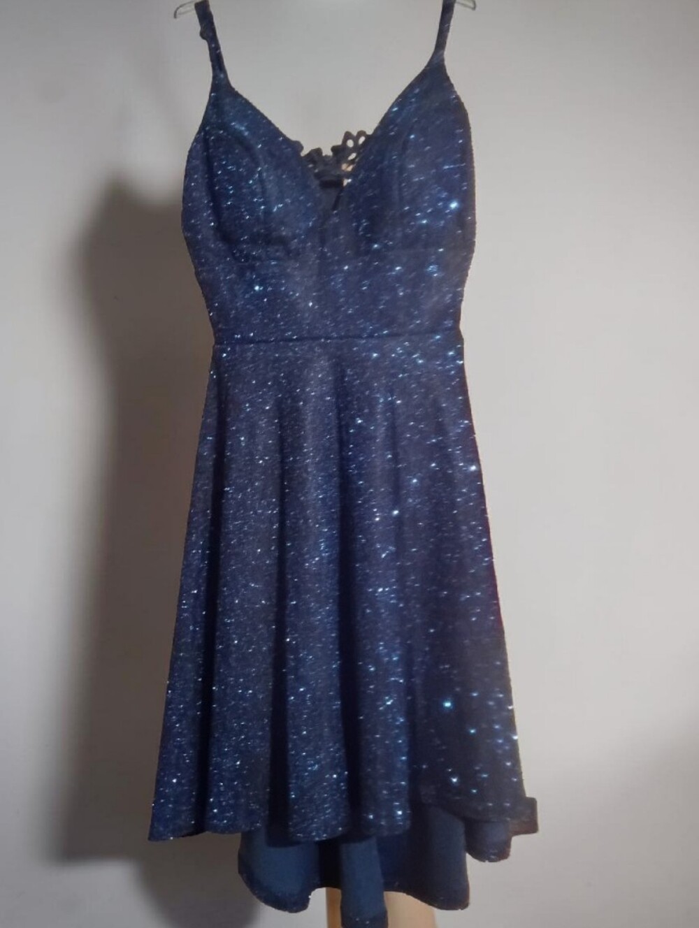 Navy Sparkle Fit-and-Flare Party Dress